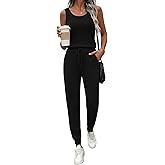 Ekouaer Jumpsuits for Women Casual Summer Sleeveless 2026 Ribbed One Piece Romper Dressy Vacation Clothes Travel Outfits