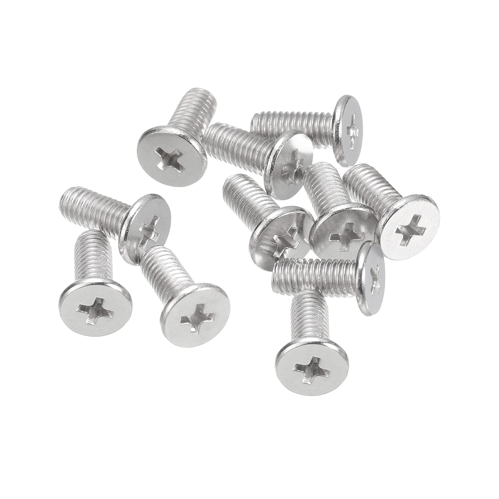 Photo 1 of uxcell M5-0.8 x 12mm 20Pcs Flat Round Head Screws 304 Stainless Steel Phillips Drive Machine Screws Hardware Fastener for Furniture Connection