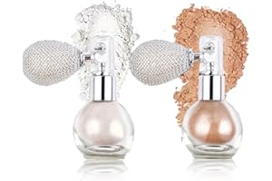 RoseFlower 2pcs Glitter Spray, Body Glitter Spray for Hair Face Skin, Fabric Spray for Clothing Clothes, Sparkle Shimmer Shin