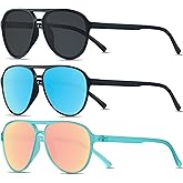 ANDWOOD Retro Polarized Aviator Sunglasses for Women Men Classic 70s Vintage Trendy Square Aviators