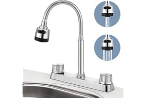 ELETHOR RV Sink Faucet, RV Kitchen Faucet Replacement with Flexible 360 Degree Rotatable Sprayer for RV, Dual Function Sprayer, Campers, Motorhomes, Travel Trailers (8 inches Apart), Silver