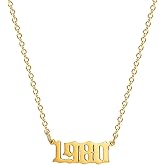 Glimmerst Birthday Year Necklace, 18K Gold Plated Stainless Steel Birth Year Number Pendant Necklace Memorable Anniversary Jewelry for Women