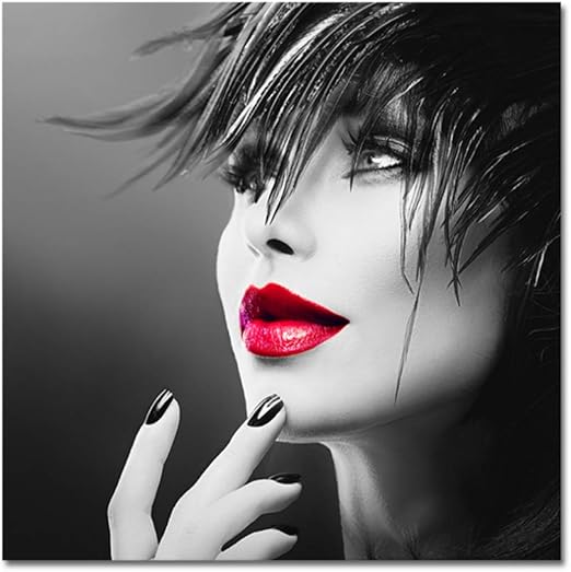 Cara de mujer con labios rojos Pintura sobre lienzo Cuadros Carteles e