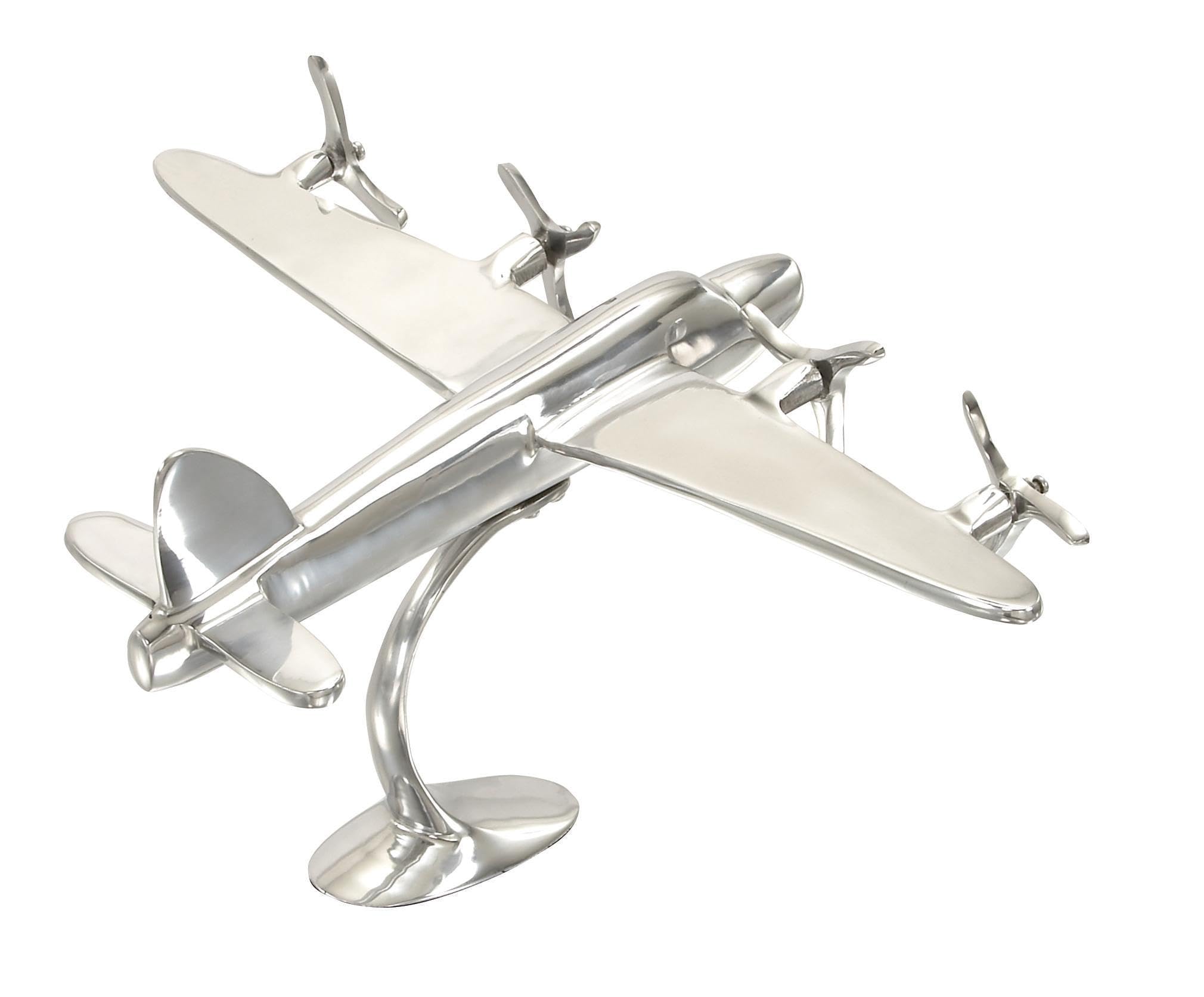Photo 1 of Deco 79 Aluminum Metal Airplane Decorative Sculpture Home Decor Statue, Accent Figurine 12" x 17" x 9", Silver