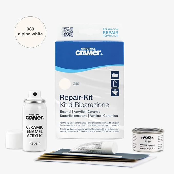 Cramer 16080EN RepairKit Enamel Acrylic Ceramic Alpine White