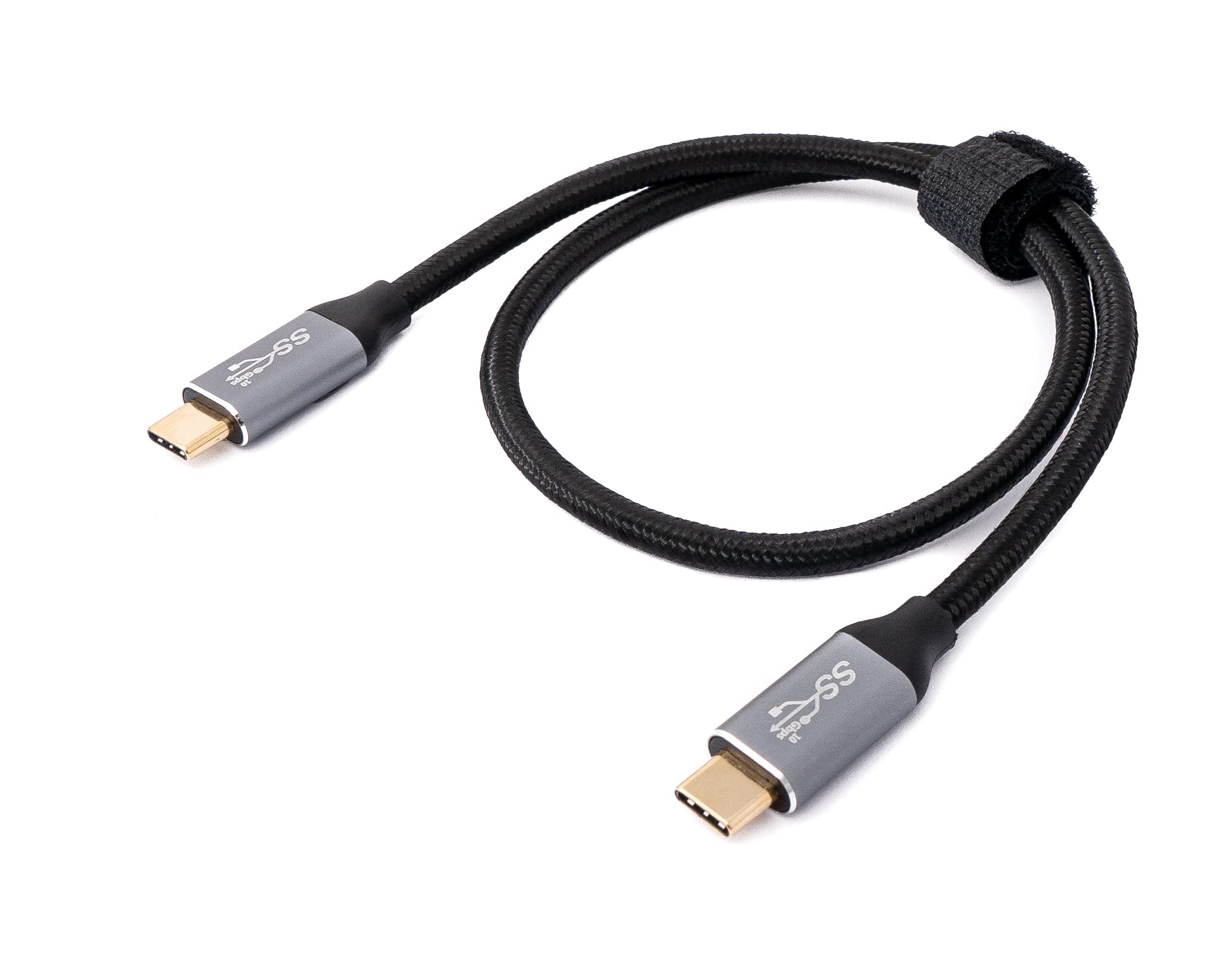 System-S USB 3.1 Gen 2 100W Cable 50cm Type C Male to Male Braided Adapter in Black