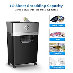 BONSEN 16-Sheet Cross Cut Paper Shredder and 50