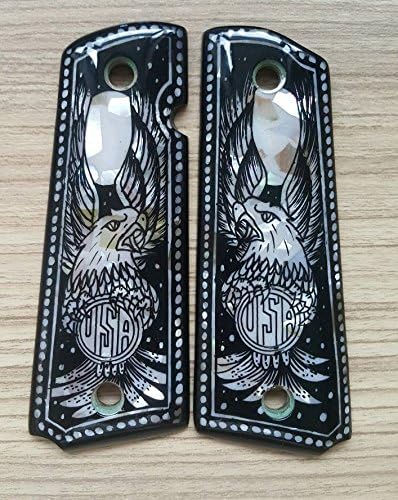 Mother of pearl inlay colt 1911 1991 full size EAGLE grips grip Wood