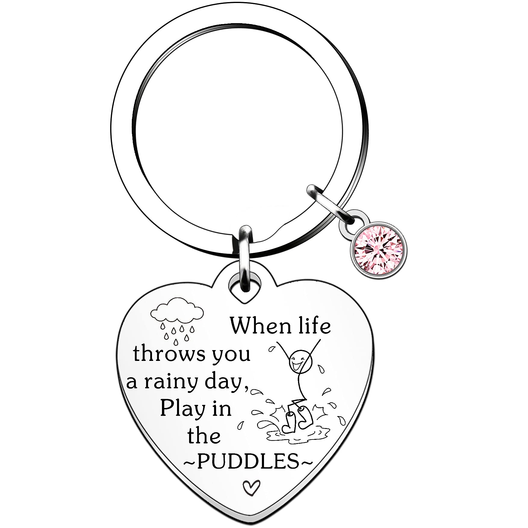 HULALA Inspirational Gifts For Women Girls Inspirational Keyring Keychains When Life Throws You A Rainy Day Play In The Puddles Encouragement Birthday Christmas Gifts