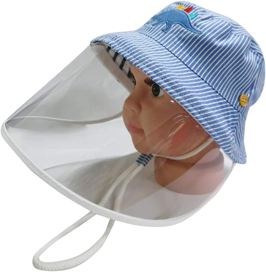 SDBRKYH Children's Protective Cap, Isolation Mask Windproof Fisherman's Cap Baby Anti-Fog Protection Mask Removable Multi-Functional Protection