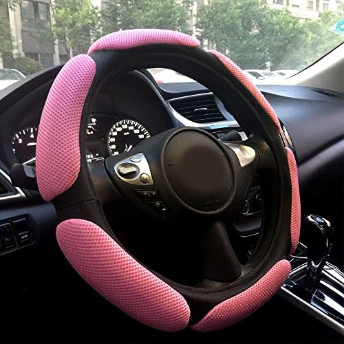 Rayauto Steering Wheel Cover -Odorless, Cooler Hands In Summer, Warmer Hands In Winter (Pink)