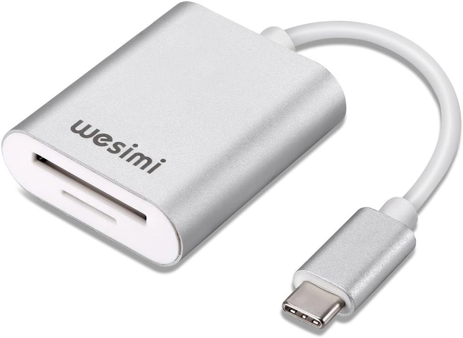 USB C SD Card Reader,wesimi Aluminum USB 3.1 Type C Memory Card Reader adapter Supports SD,SDHC,SDXC Card/Micro SD Card/TF Card for 2016/2017 MacBook Pro and more USB C Devices
