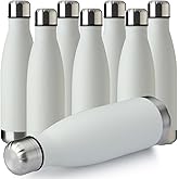 MEWAY 17oz Sport Water Bottle 8 Pack Vacuum Insulated Stainless Steel Sport Bottle Leak-Proof Double Wall Cola Shape, Keep Drinks Hot & Cold (White, 8 Pack)