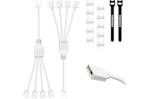 YIMATEECO ARGB Splitter Cable 5V 3Pin Addressable RGB 1 to 4 Splitter Cables HUB Extension Connector Cord Wire for CPU Cooler