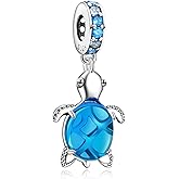 Doyafer Blue Turtle Charms Pendant 925 Sterling Silver Charm for Women's Bracelet Necklace Pendant Jewelry Gifts For Friends