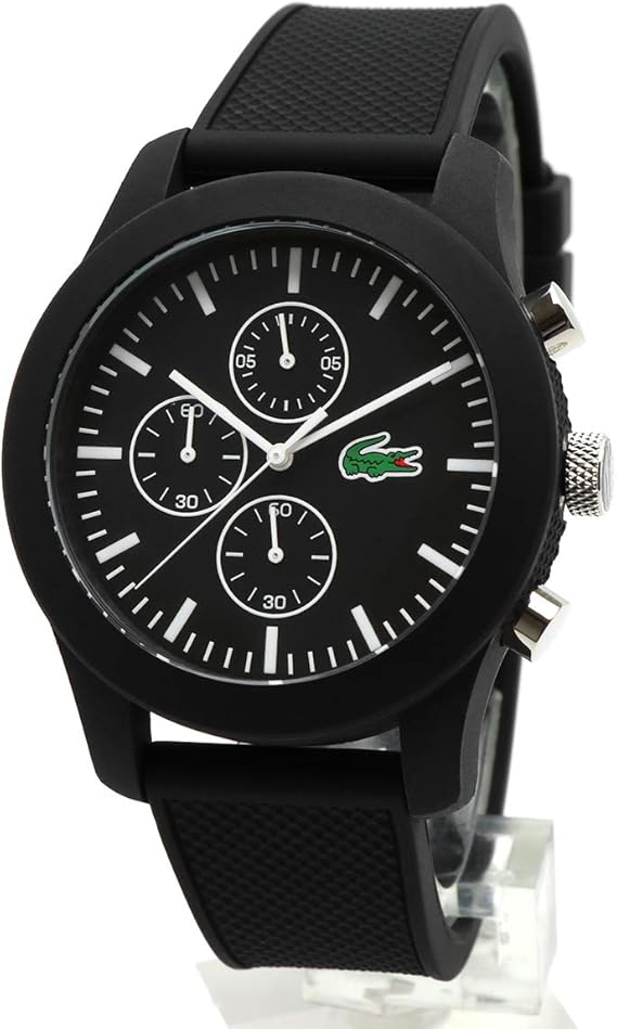 Amazon Lacoste ラコステ L 12 12 101 腕時計 クロノグラフ 多針 アナログ メンズ ウォッチ 男性用 時計 防水 軽量 ブラック 黒色 クロコダイル ワニ マーク ブランドロゴ ラバーベルト 並行輸入品 腕時計 腕時計 通販