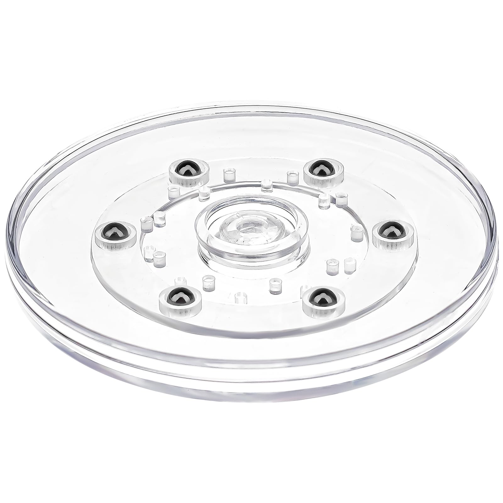 Kepfire Clear Acrylic Lazy Susan Turntable 12.5 cm Organizer Ball Bearing Revolving Display Base Kitchen Spice Rack Cake Makeup Table Decorating