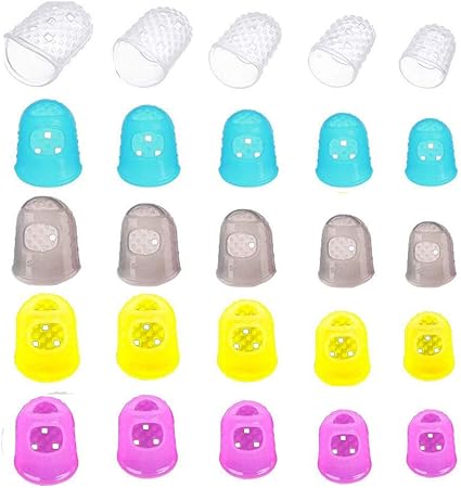 Amazon Chunyu フィンガースリーブ 指サック ギター指先プロテクター 25個セット フィンガースリーブ シリコンフィンガーガード 指先保護 ギター ベース バイオリン 二胡 弦楽器用 サイズ L M S Xs Xss 5種サイズ 五指の分 5色 キャップタイプ 25個 ギターピック 楽器