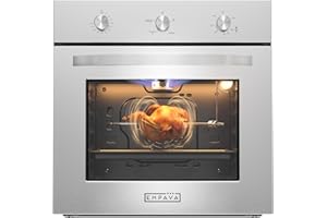 Empava 24 in. 2.3 cu. Ft. Single Gas Wall Oven Bake Broil Rotisserie Functions with Mechanical Controls-Built-in Timer-Convection Fan in Stainless Steel, Silver