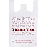 SSWBasics Premium Thank You T-Shirt Bags - 500 - Pack, 18” x 8" x 30", .48mil HDPE Thickness - Ideal for Restaurants, Retail, Grocery, Takeout - Standard Supermarket Size - Strong and Durable