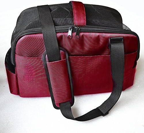 WLE A034 1680D Oxford Airline Approved Soft Sided Pet Carrier Dog Cat Travel Carrier Ideal for Car, Luggage, Handle?Red