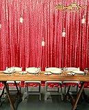 8FTX8FT Red Sequin Photo Backdrop,Wedding Photo Booth,Photography Background,Ceremony Background (8FTX8FT)