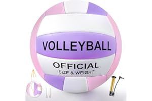 SAWOWKUYA Pink and Purple Volleyball Size 5, Official Size Volley Ball with Pump for Womens, Girls, Mens, Youth, Teen and Adult, Soft Volleyball Ball for Outdoor Indoor, Beach, Pool, Water and Sand