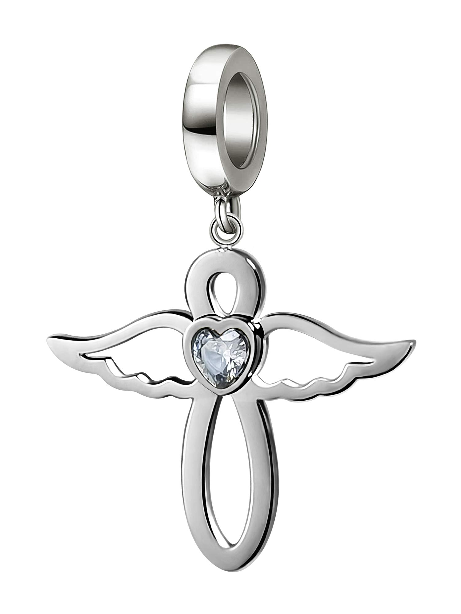 PHOCKSINJan-Dec Birthstone Charms Infinity Cute Angel Wing Bead Charms for Bracelets CZ Women Girls Bracelet Pendant Dangle Charm