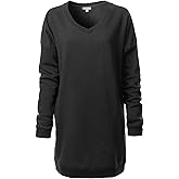 Design by Olivia Women's Casual Oversized Loose Fit V-Neck Fleece Pullover Sweatshirts Tunic Fall Outfits S~3X