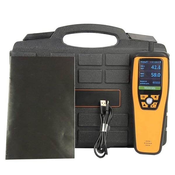 Luftqualitt Messgert Therm Luftqualitt Monitor fr PM2 5 PM10 Partikel CO2 HCHO Temperatur Luftfeuchtigkeit einstellbar Audio Alarm Recording Curve Einfache Kalibrierung bunte Display
