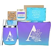 Initial A Monogrammed Gifts for Women Personalized Gifts for Women Teacher Girls Aunt Boss Nurse Coworker Employee Christmas Appreciation Farewell Leaving Wedding Birthday Monogram Gift Basket Set