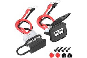 KarlKers 50A Battery Quick Connect/Disconnect Connector 8AWG for Anderson Plug Cable, 1.3FT Waterproof Battery Cable Connector with O-Ring 12V Wire Harness Plug Terminal for Car Winch Trailer 2 Pack
