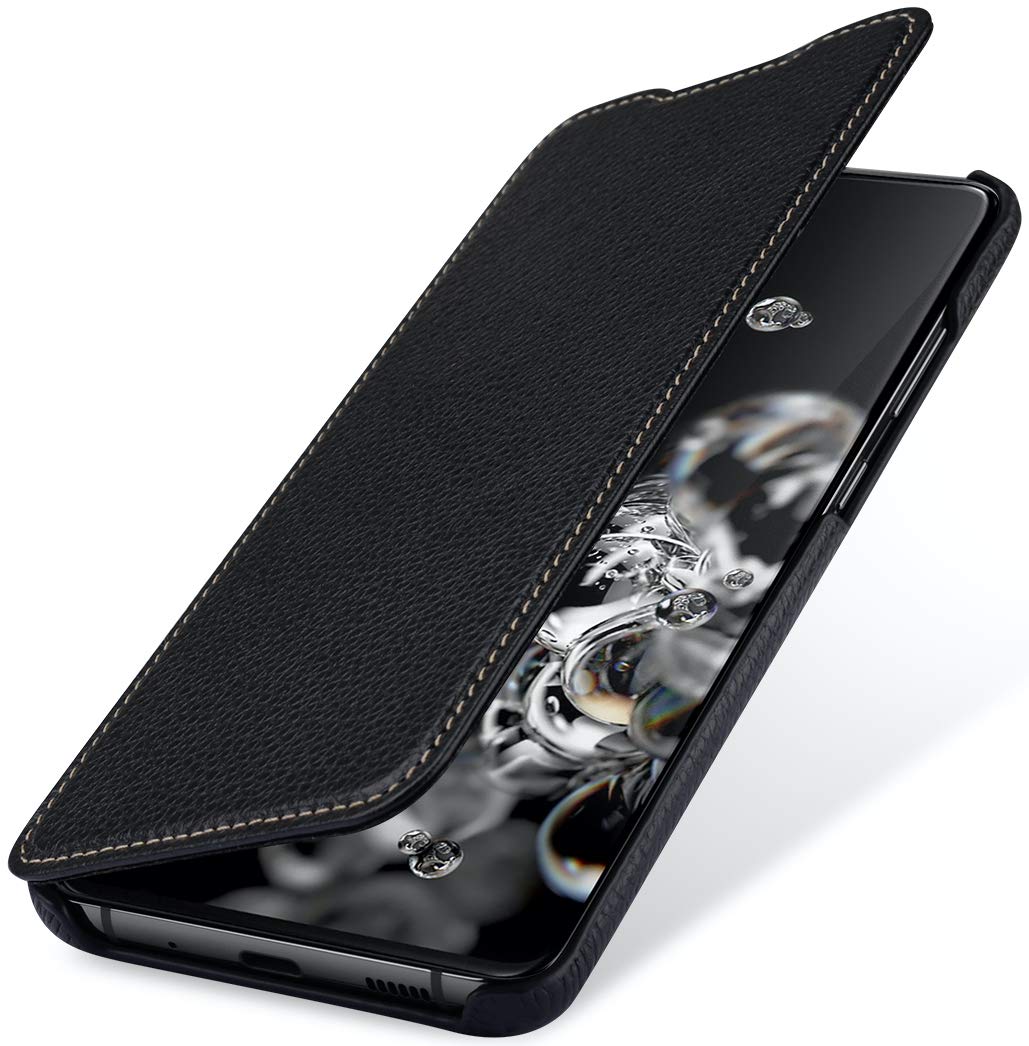 StilGut Book Type Flip Case for Galaxy S20 Ultra, Genuine Leather Galaxy S20 Ultra Case, Black