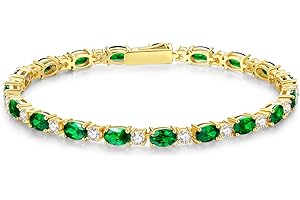 FANCIME 14K Gold Plated Birthstone Bracelets 4mm Sterling Silver Tennis Bracelets Gold Bracelets Birthday Jewelry Gifts for Women 7"