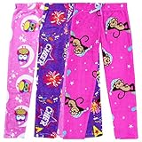 Totally Pink Plush Pajama Bottoms for Girls - Pack of 3 in Animal, Cheer - Size 6X