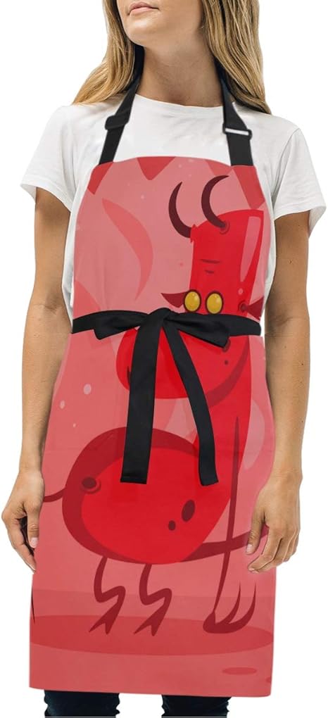 Amazon Fakainu 男女兼用 首掛け エプロン 悪魔地獄かわいい悪魔の角のしっぽ 家庭用 カフェ用 保育士用 おしゃれ ワークエプ ポケット付 首紐調節可能 エプロン オンライン通販