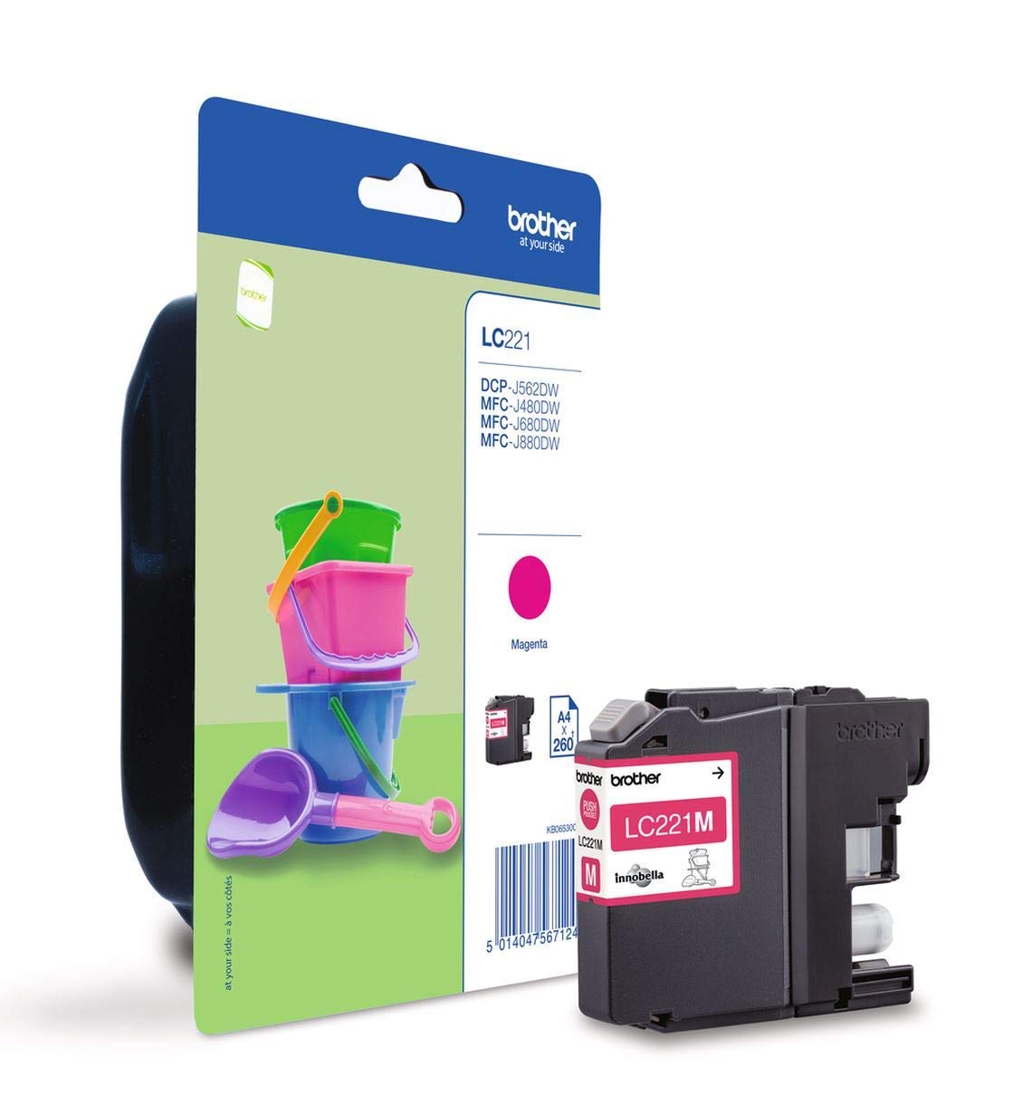 Brother LC-221M Inkjet Cartridge, Magenta, Single Pack, Standard Yield, Includes 1 x Inkjet Cartridge, Brother Genuine Supplies
