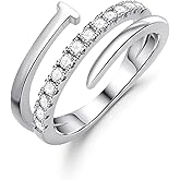 Fimewon Fashion Stackable Rings for Women Silver Eternity Band Three Rows Rings Gifts for Her Mom Friend Size 5-10