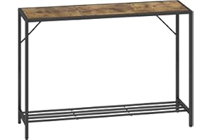 LAATOOREE Console Table, 41.7" Industrial Entryway Table with Shelf, Narrow Sofa Table for Hallway, Entrance Hall, Foyer, Corridor, Living Room - Wood Look Metal Frame - Rustic Brown