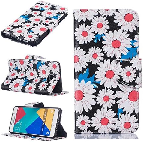 KKEIKO® Galaxy A5 2016 Case [with Free Tempered Glass Screen Protector], Leather Colorful Pattern Design Flip Wallet Case, Premium Protective Bumper Cover for Samsung Galaxy A5 2016 (Flowers)