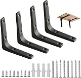 nuoshen 4Pcs Shelf Bracket 100x100mm Right Angle Wall Mount with Screws Black