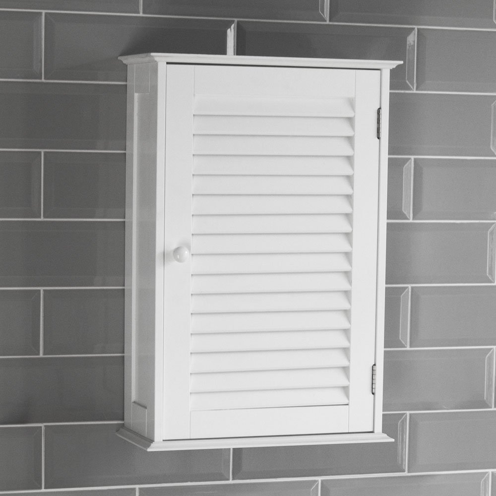 Bath Vida Liano Bathroom Cabinet Single Door Shutter Wall Mounted Storage, White
