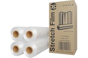 ACYPAPER, 18" Stretch Film/Wrap 1500 feet 80 Gauge Industrial Strength, up to 800% Stretch 20 Microns Clear Cling Durable Adhering Packing Moving Packaging Heavy Duty Shrink Film (4 Rolls/Box)