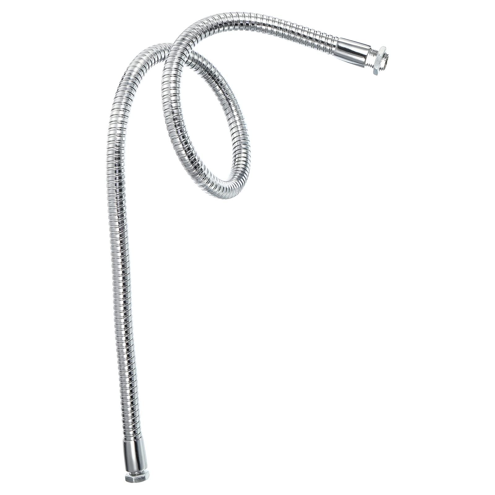PATIKIL 19.7" Microphone Gooseneck, M10/M8 Fine Thread Metal Universal Hose Flexible Arm Gooseneck Tube Extension for Multifunction DIY, Silver Tone