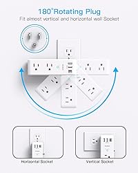 Surge Protector Outlet Extender with Rotating Plug