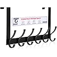 Over The Door Hooks, Door Hanger Hook, Over The Doors Towel Rack for Bathroom, Doors Towel Hanger for Hanging Coats Hats (1Pack，Black)