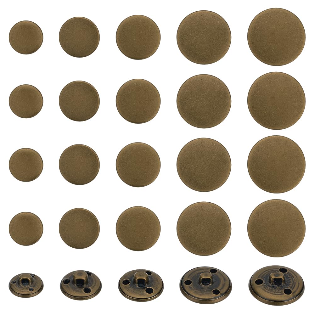 OLYCRAFT 50pcs Metal Blazer Button Set Brass Vintage Shank Buttons Round Shaped Metal Button Set 15mm 18mm 20mm 23mm 25mm for Men Women Blazer Suits Coat Uniform and Jacket - Antique Bronze — image 1