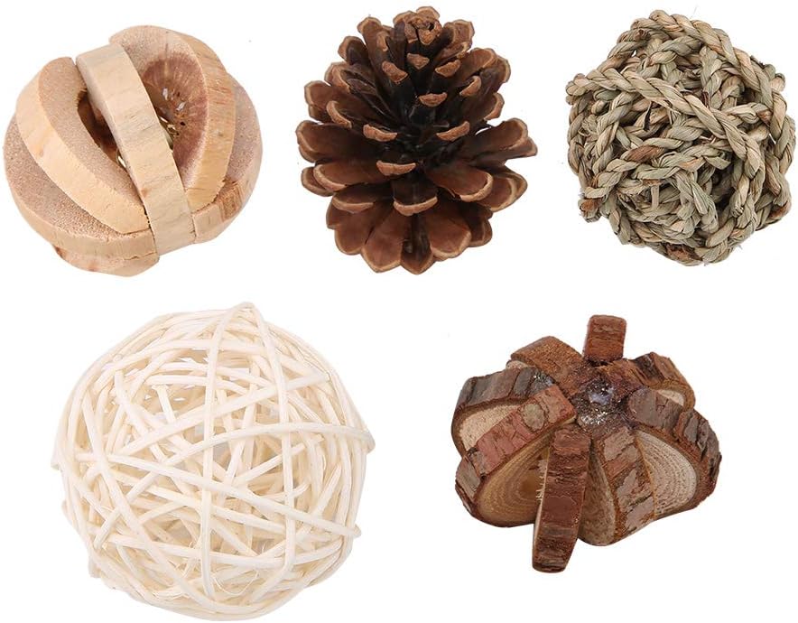 YOUTHINK Juguete masticable de Animales pequeños, Juego de Bolas rodantes Hecho a Mano de Madera Natural para Conejo, hámster, Rata, Conejillo de Indias, Chinchilla