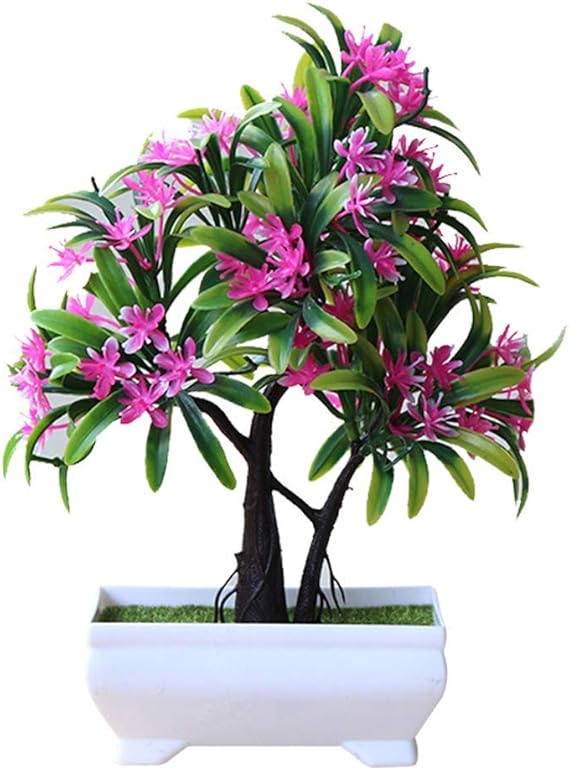 Vektenxi flores artificiales con jarrón de plástico para