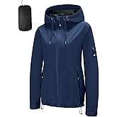 FARVALUE Women’s Rain Jacket Waterproof Packable Lightweight Windbreaker Hooded Rain Coat for Hiking Cycling Travel